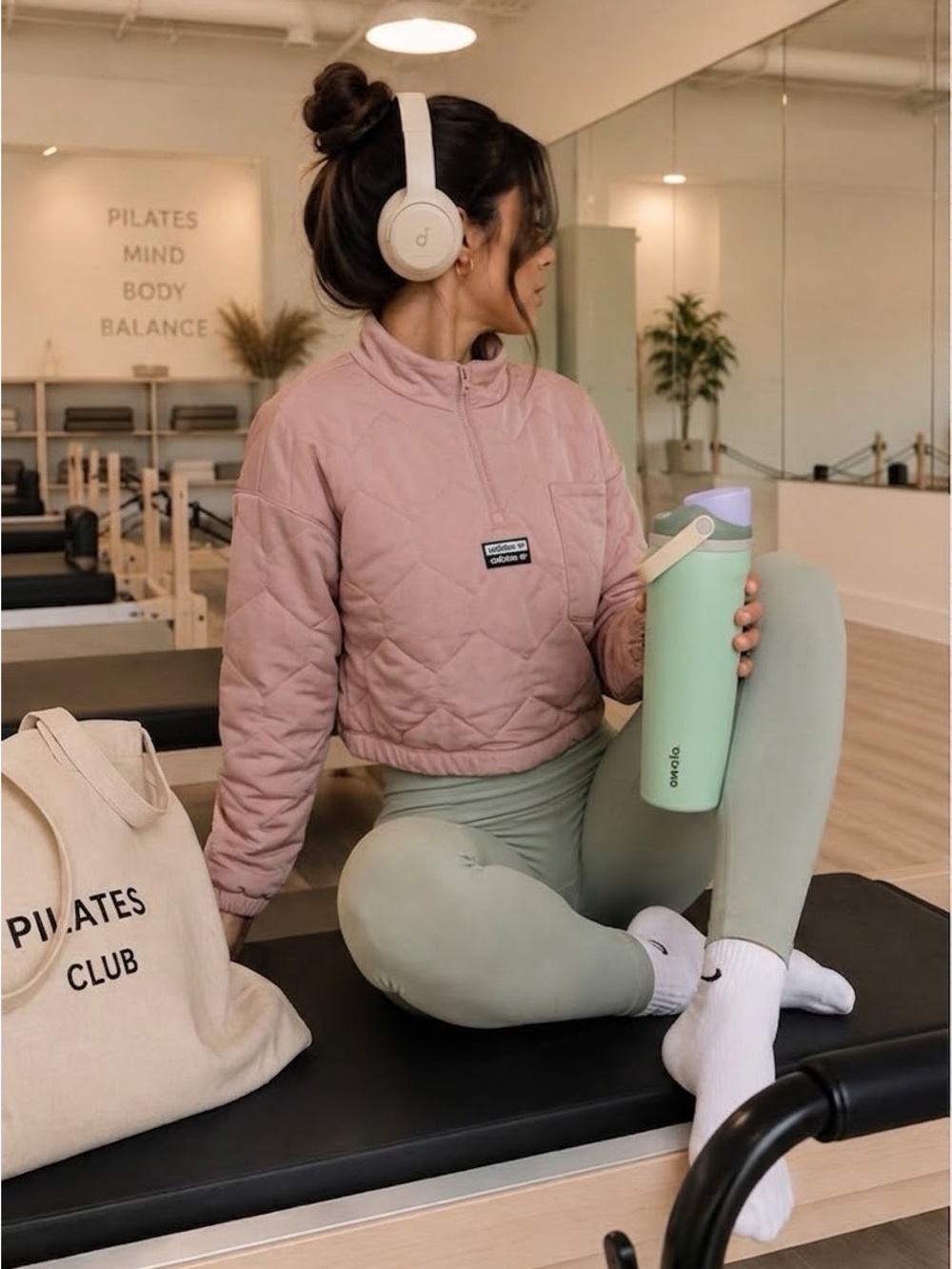 Adidas Pink Quilted Cropped Half Zip Pullover | Perfect Fall Layer